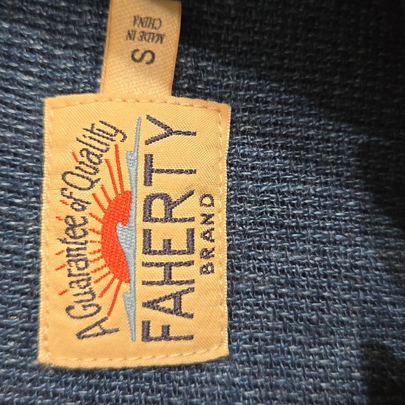 Faherty Indigo Basketweave Short Sleeve Palma Linen Button Front Shirt NWOT - Picture 11 of 15